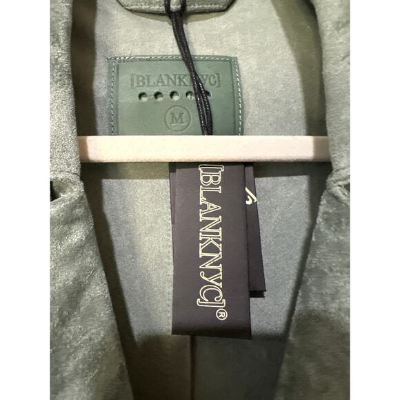 Blank NYC Free People Vegan Suede Trench Coat Size Medium NWT Olive Branch - Picture 3 of 14